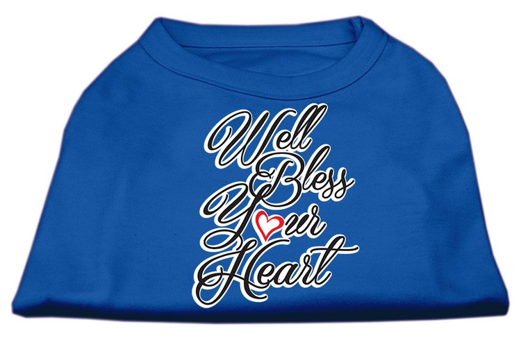 Well Bless Your Heart Screen Print Dog Shirt Blue XXL